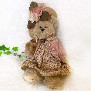 Bearington Daisy Belle Teddy Bear Wearing Floral Dress & Sweater